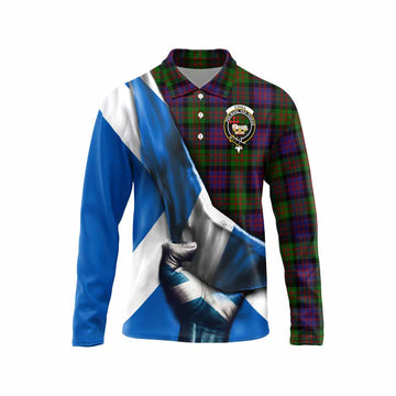 Coull Tartan Long Sleeve Polo Shirt with Family Crest Scotland Patriotic Style Unisex - Tartan Vibes Clothing