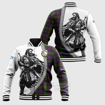 Coull Tartan Clan Crest Baseball Jacket with Highlander Warrior Celtic Style Unisex - Tartan Vibes Clothing