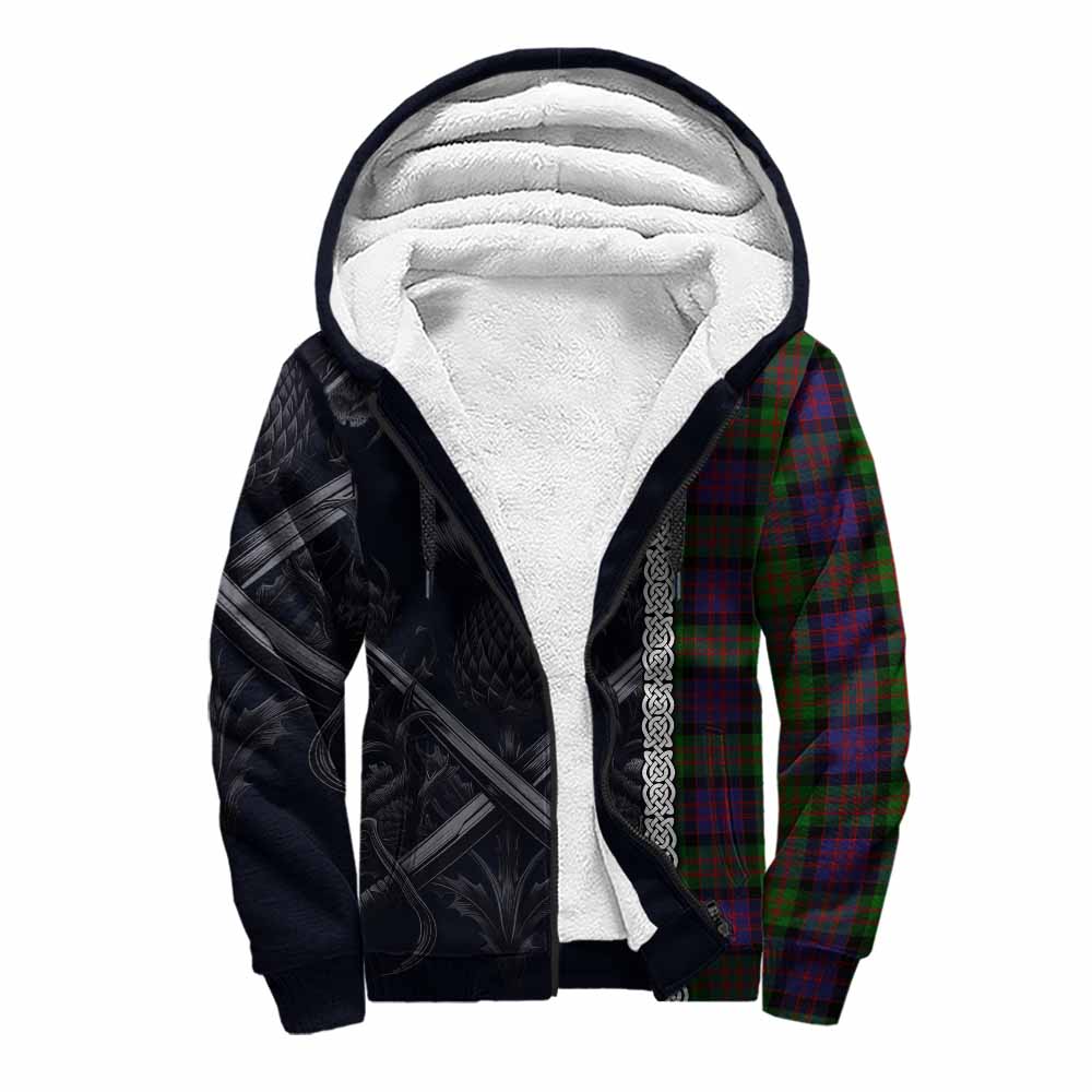 Coull Tartan Sherpa Hoodie with Family Crest Cross Sword Thistle Celtic Vibes Unisex S - Tartan Vibes Clothing