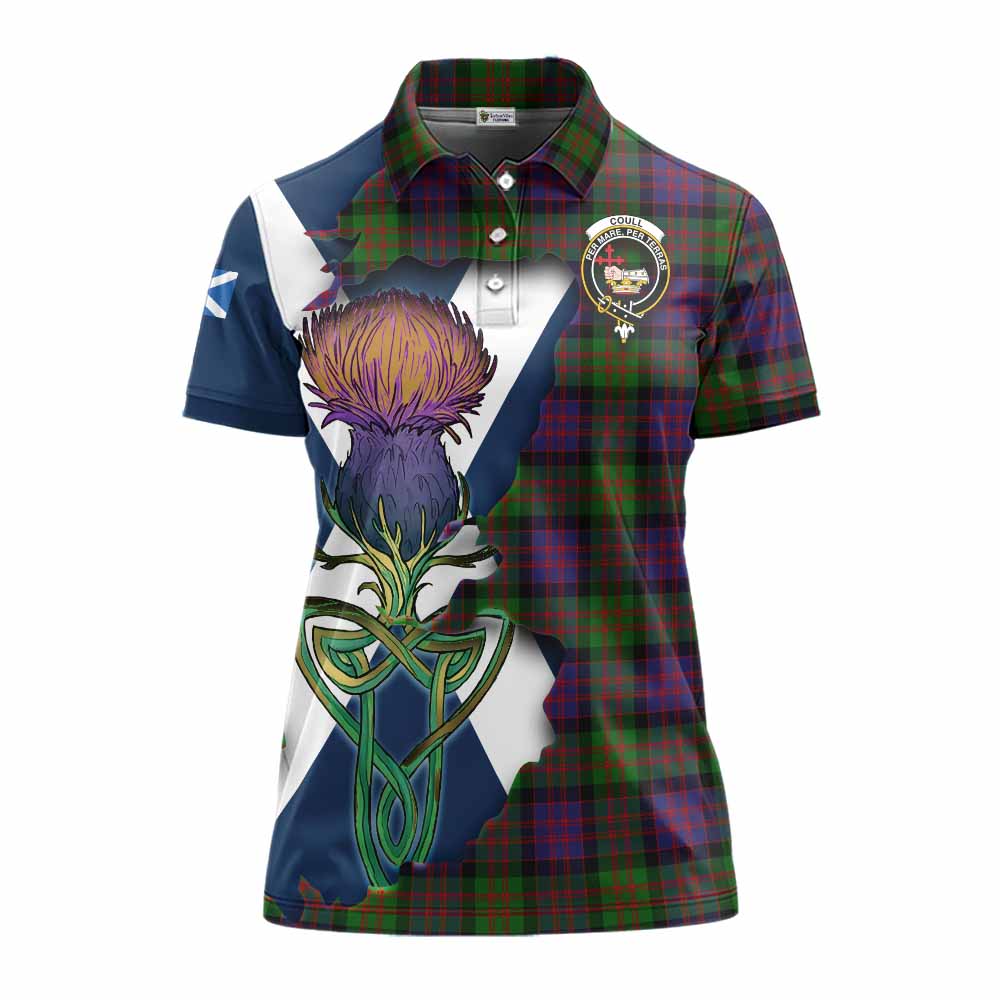 Coull Tartan Family Crest Women's Polo Shirt Scottish Thistle Celtic Inspired Women - Tartan Vibes Clothing