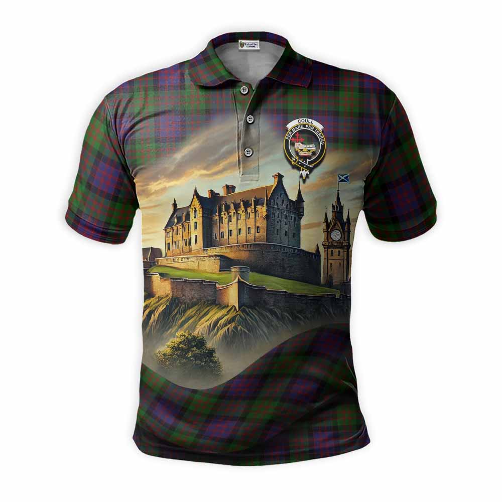 Tartan Vibes Clothing Coull Tartan Family Crest Polo Shirt with Scottish Ancient Castle Stype