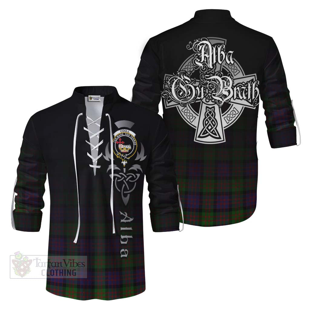 Coull Tartan Ghillie Kilt Shirt Featuring Alba Gu Brath Family Crest Celtic Inspired Men - Tartan Vibes Clothing