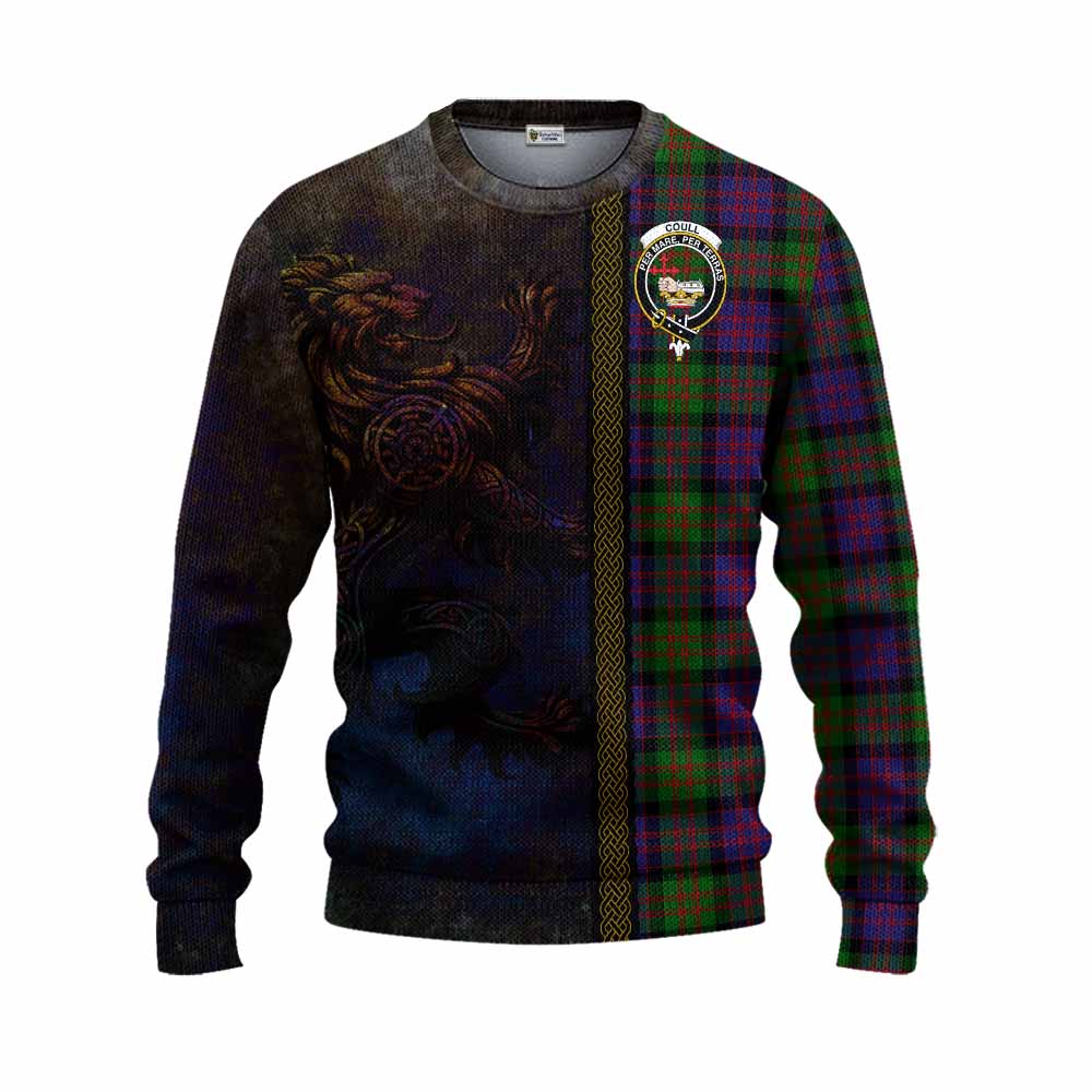 Coull Tartan Family Crest Knitted Sweater Alba Gu Brath Be Brave Lion Ancient Style Unisex - Tartan Vibes Clothing