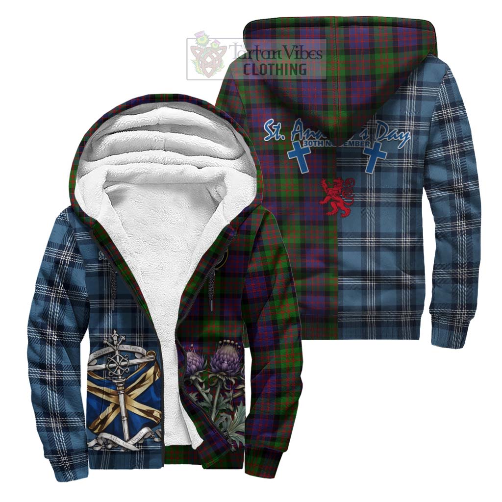 Coull Tartan Sherpa Hoodie Happy St. Andrew's Day Half Tartan Style Unisex S - Tartan Vibes Clothing
