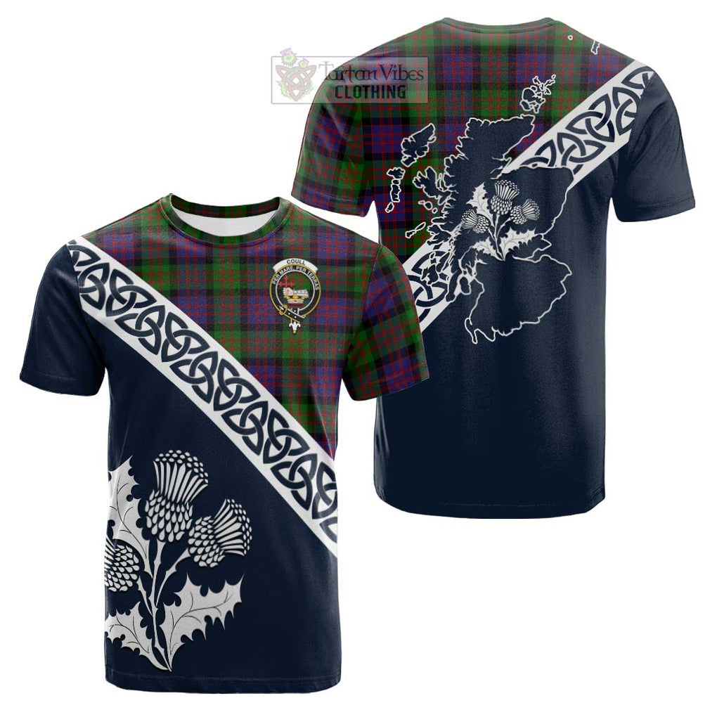 Coull Tartan Cotton T-shirt Featuring Thistle and Scotland Map Kid's Shirt - Tartan Vibes Clothing