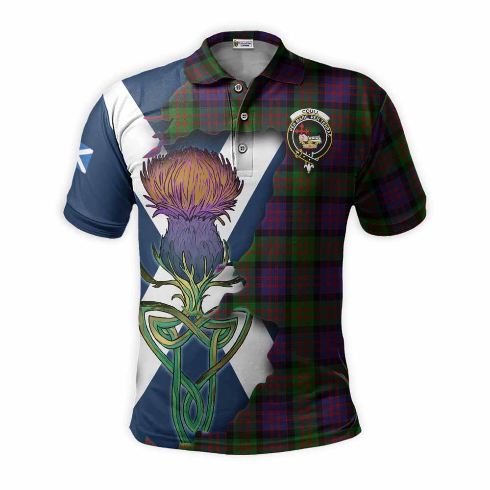 Coull Tartan Family Crest Polo Shirt Scottish Thistle Celtic Inspired Kid - Tartan Vibes Clothing