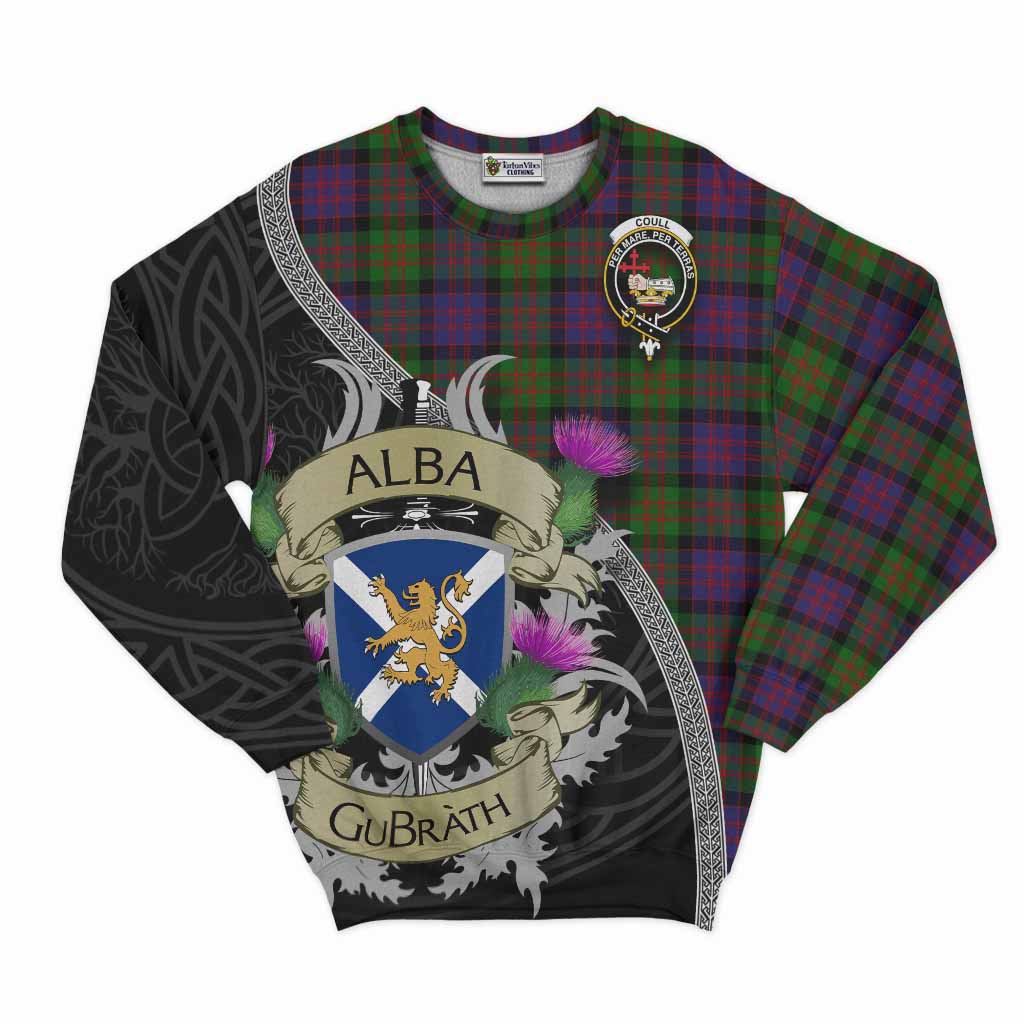 Coull Tartan Family Crest Sweatshirt Lion Rampant Royal Thistle Shield Celtic Inspired Unisex - Tartan Vibes Clothing