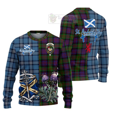 Coull Tartan Knitted Sweater Happy St. Andrew's Day Half Tartan Style Unisex - Tartan Vibes Clothing