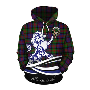 Coull Tartan Cotton Hoodie with Alba Gu Brath Regal Lion Emblem Pullover Hoodie XS - Tartan Vibes Clothing