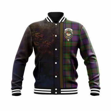 Tartan Vibes Clothing Coull Tartan Family Crest Baseball Jacket Alba Gu Brath Be Brave Lion Ancient Style