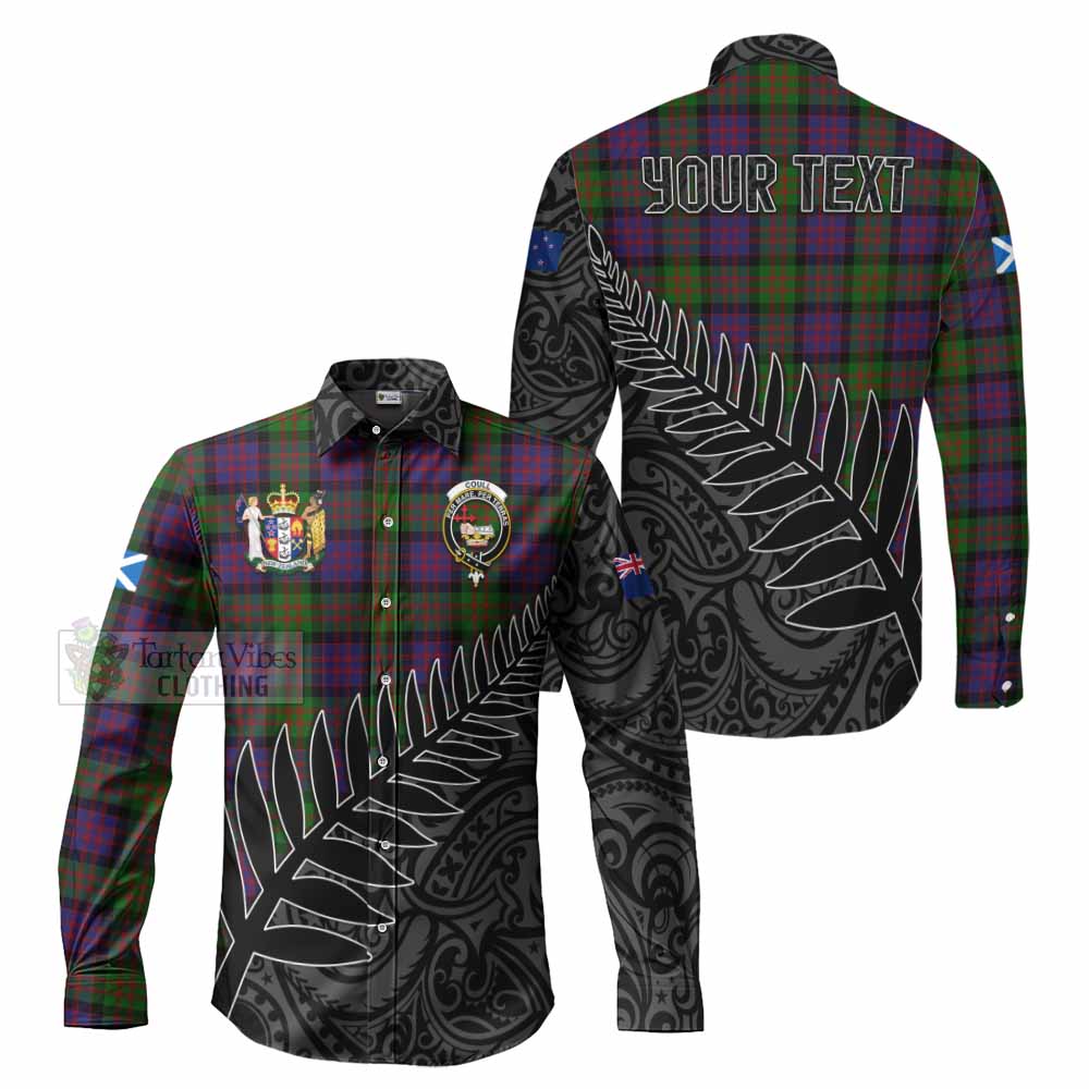 Coull Crest Tartan Long Sleeve Button Shirt with New Zealand Silver Fern Half Style Men's Shirt S - Tartan Vibes Clothing
