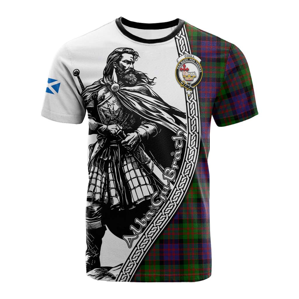 Coull Tartan Clan Crest Cotton T-shirt with Highlander Warrior Celtic Style Kid's Shirt - Tartan Vibes Clothing