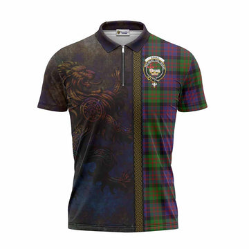 Coull Tartan Family Crest Zipper Polo Shirt Alba Gu Brath Be Brave Lion Ancient Style Unisex - Tartan Vibes Clothing