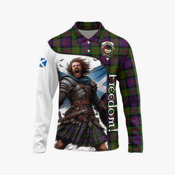 Tartan Vibes Clothing Coull Crest Tartan Long Sleeve Polo Shirt Inspired by the Freedom of Scottish Warrior