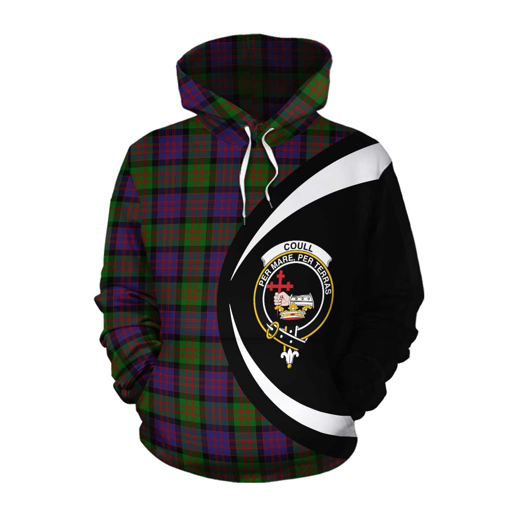 Coull Tartan Cotton Hoodie with Family Crest Circle Style Pullover Hoodie XS - Tartan Vibes Clothing