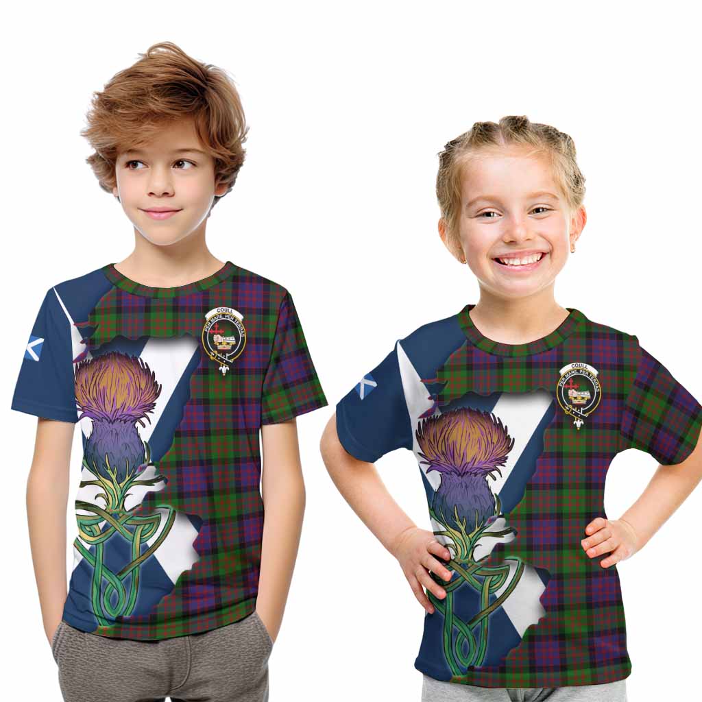 Coull Tartan Family Crest Kid T-Shirt Scottish Thistle Celtic Inspired Youth XL Size14 - Tartan Vibes Clothing