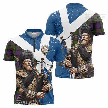 Coull Tartan Zipper Polo Shirt with Family Crest Scottish Bagpiper Vibes Unisex - Tartan Vibes Clothing