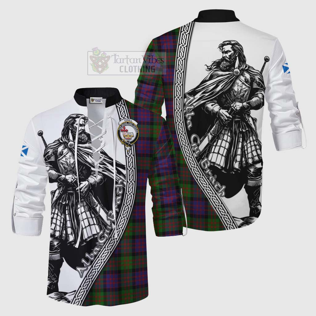 Coull Tartan Clan Crest Ghillie Kilt Shirt with Highlander Warrior Celtic Style Men - Tartan Vibes Clothing