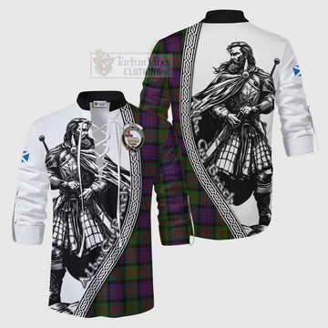 Coull Tartan Clan Crest Ghillie Kilt Shirt with Highlander Warrior Celtic Style Men - Tartan Vibes Clothing