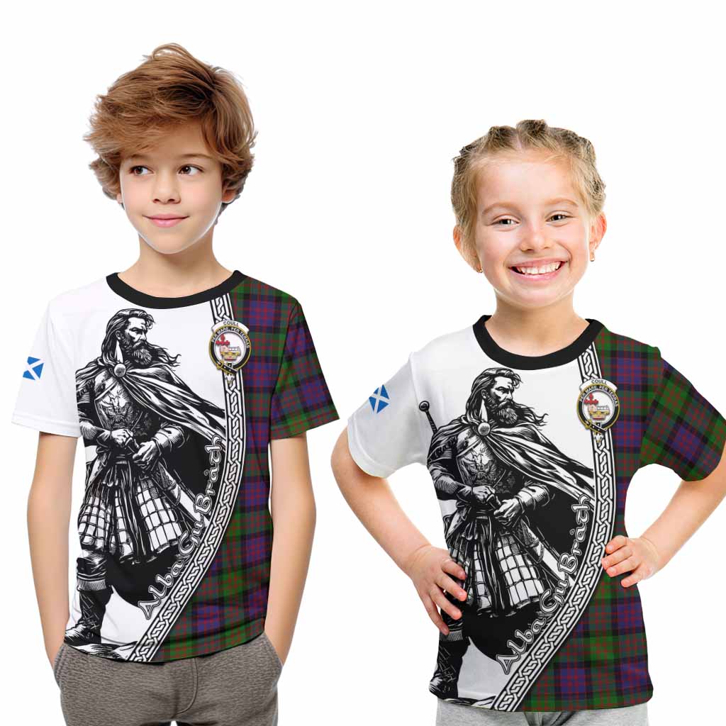 Coull Tartan Clan Crest Kid T-Shirt with Highlander Warrior Celtic Style Youth XL Size14 - Tartan Vibes Clothing