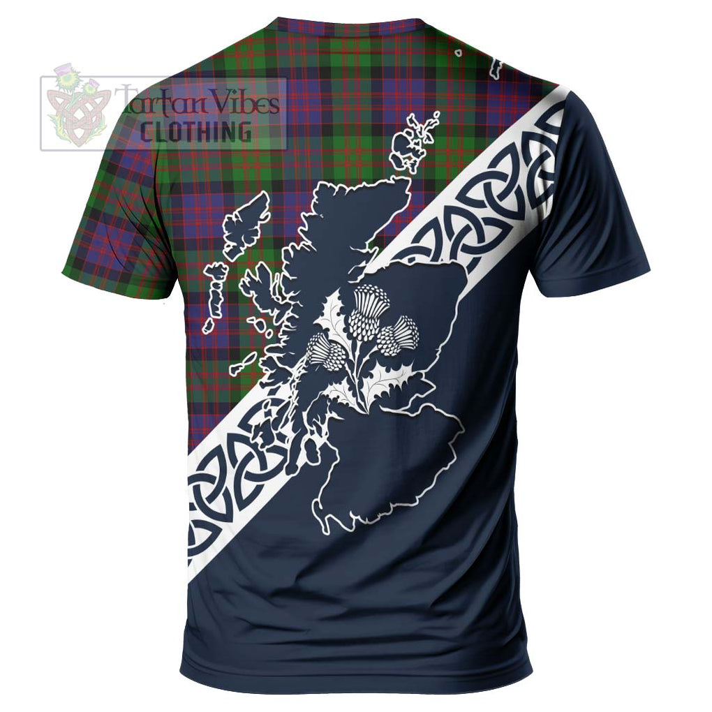 Coull Tartan T-Shirt Featuring Thistle and Scotland Map - Tartanvibesclothing Store
