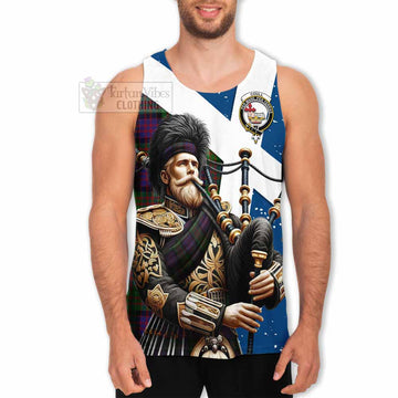 Coull Tartan Men's Tank Top with Family Crest Scottish Bagpiper Vibes - Tartan Vibes Clothing