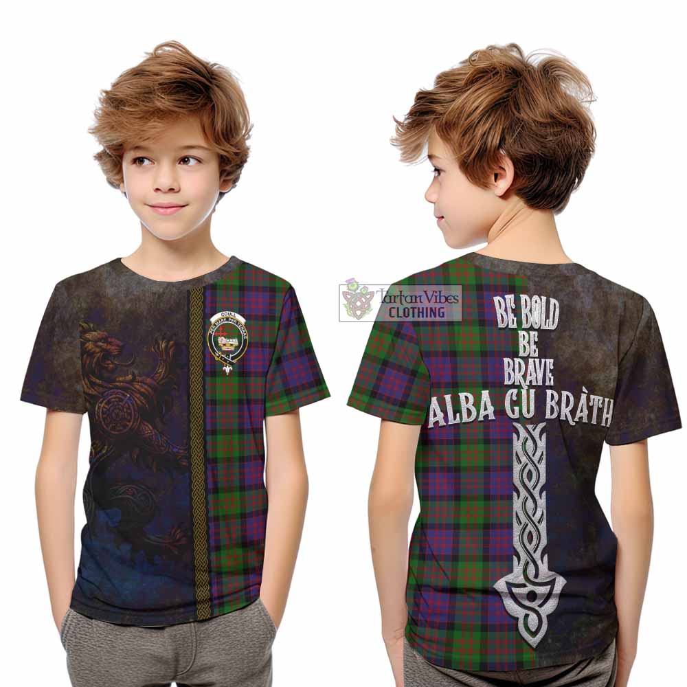 Coull Tartan Family Crest Kid T-Shirt Alba Gu Brath Be Brave Lion Ancient Style - Tartan Vibes Clothing