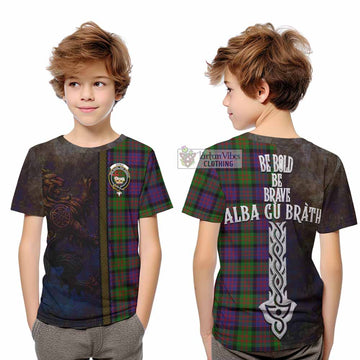 Coull Tartan Family Crest Kid T-Shirt Alba Gu Brath Be Brave Lion Ancient Style - Tartan Vibes Clothing