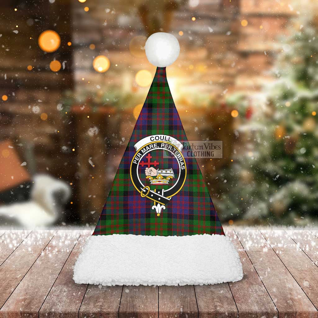 Coull Tartan Christmas Santa Hats with Family Crest - Tartan Vibes Clothing