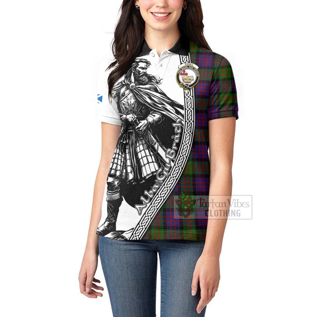 Coull Tartan Clan Crest Women's Polo Shirt with Highlander Warrior Celtic Style - Tartan Vibes Clothing