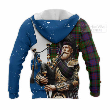 Coull Tartan Knitted Hoodie with Family Crest Scottish Bagpiper Vibes - Tartan Vibes Clothing