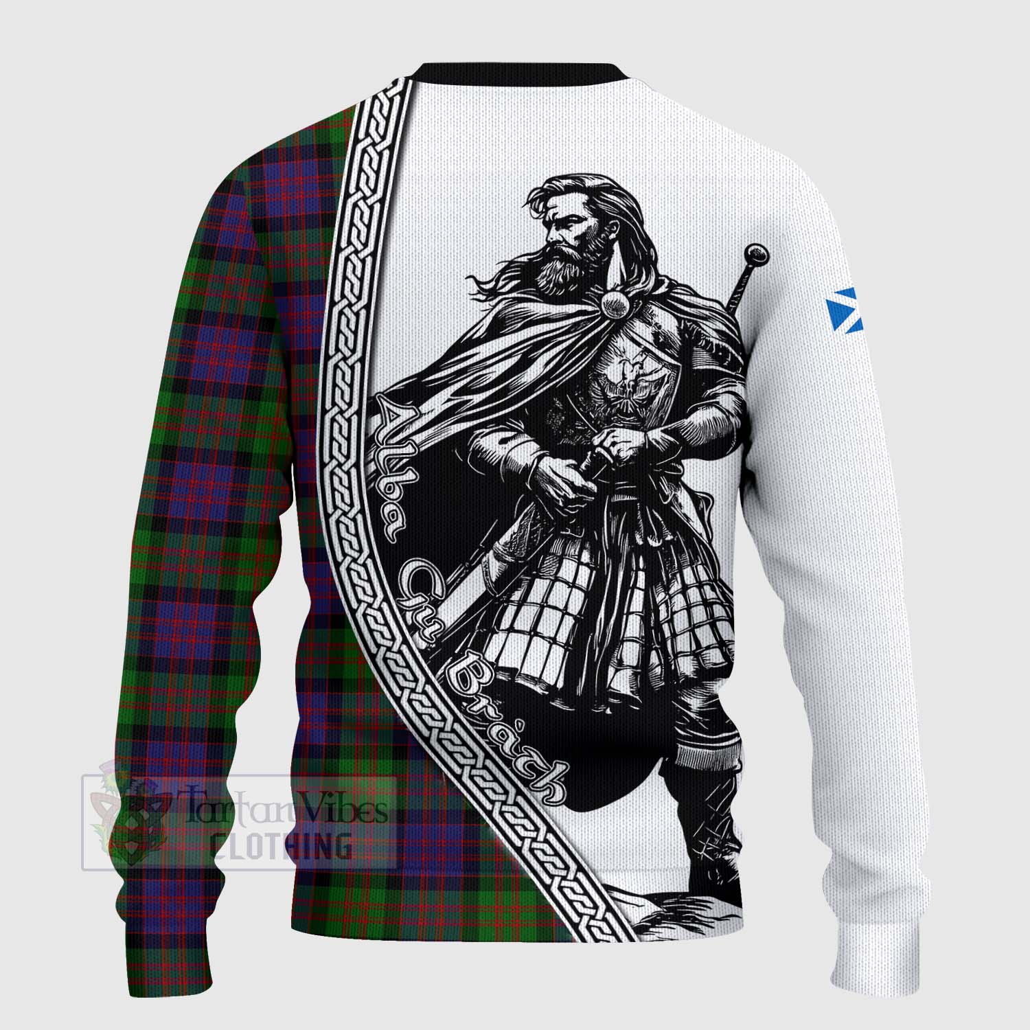 Coull Tartan Clan Crest Knitted Sweater with Highlander Warrior Celtic Style - Tartan Vibes Clothing