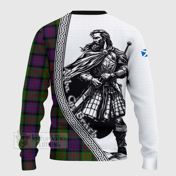 Tartan Vibes Clothing Coull Tartan Clan Crest Knitted Sweater with Highlander Warrior Celtic Style