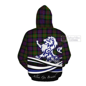 Coull Tartan Cotton Hoodie with Alba Gu Brath Regal Lion Emblem Pullover Hoodie - Tartan Vibes Clothing
