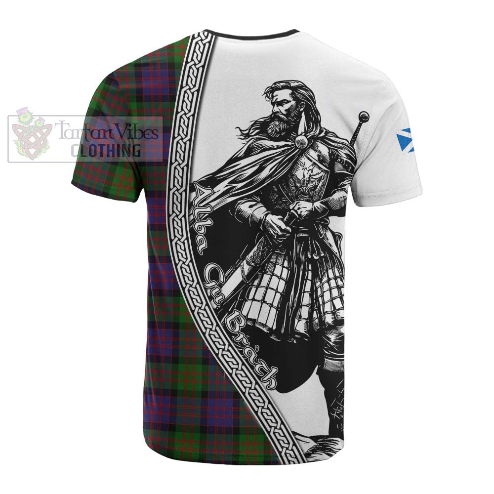 Coull Tartan Clan Crest Cotton T-shirt with Highlander Warrior Celtic Style - Tartan Vibes Clothing