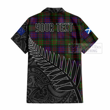Tartan Vibes Clothing Coull Crest Tartan Short Sleeve Button Shirt with New Zealand Silver Fern Half Style