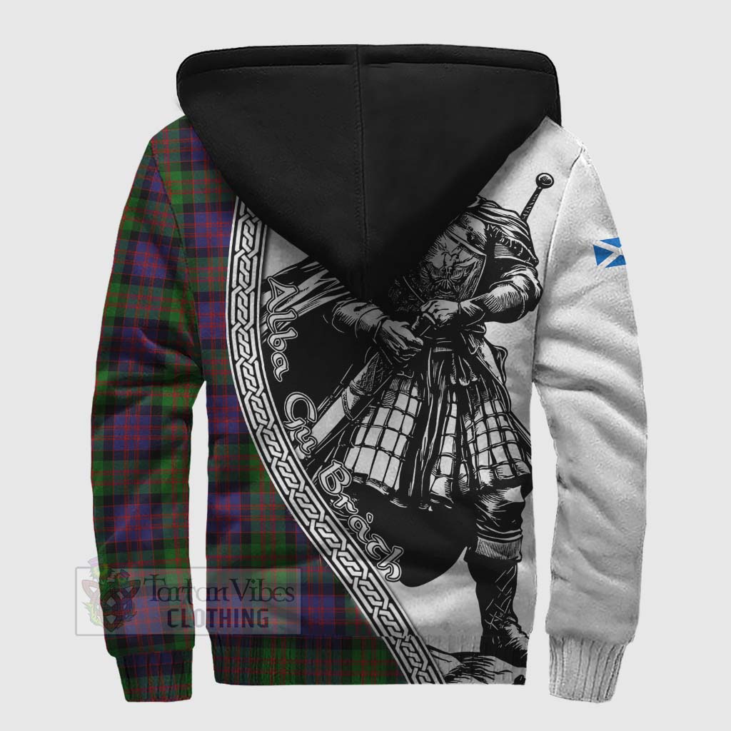 Coull Tartan Clan Crest Sherpa Hoodie with Highlander Warrior Celtic Style - Tartan Vibes Clothing