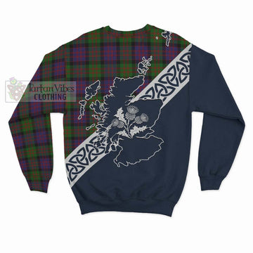 Coull Tartan Sweatshirt Featuring Thistle and Scotland Map - Tartan Vibes Clothing