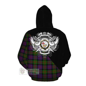 Coull Tartan Cotton Hoodie with Family Crest and Military Logo Style Pullover Hoodie - Tartan Vibes Clothing