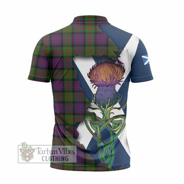 Coull Tartan Family Crest Zipper Polo Shirt Scottish Thistle Celtic Inspired - Tartan Vibes Clothing