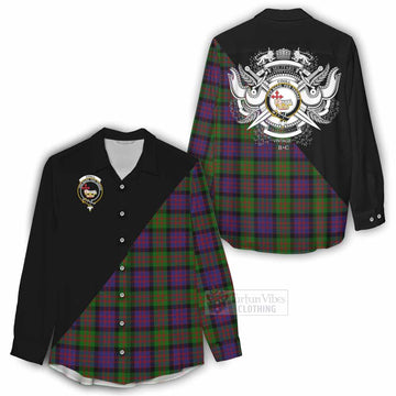 Coull Tartan Women's Casual Shirt with Family Crest and Military Logo Style - Tartan Vibes Clothing