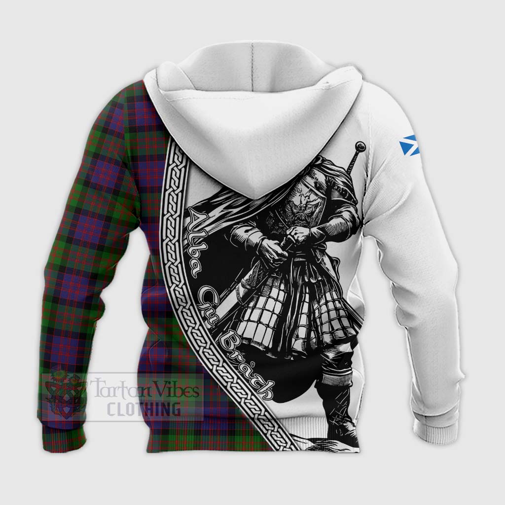 Coull Tartan Clan Crest Knitted Hoodie with Highlander Warrior Celtic Style - Tartan Vibes Clothing