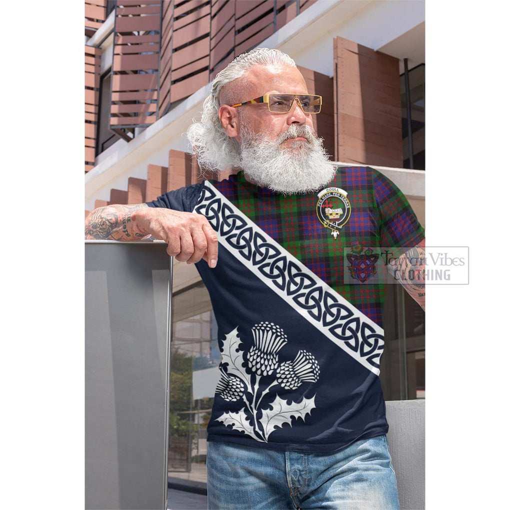 Coull Tartan Cotton T-shirt Featuring Thistle and Scotland Map Men's Shirt - Tartan Vibes Clothing