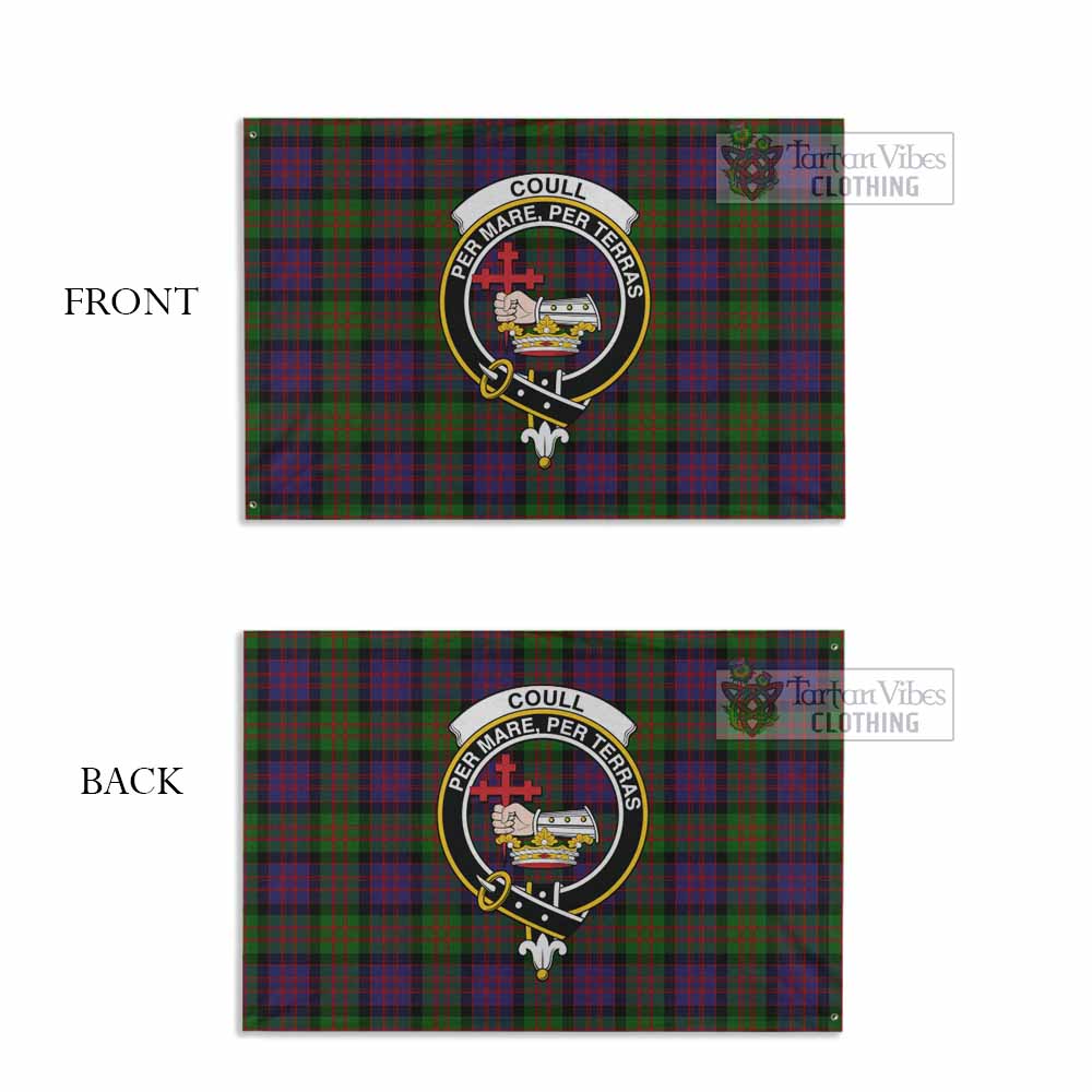 Tartan Vibes Clothing Coull Tartan House Flag with Family Crest