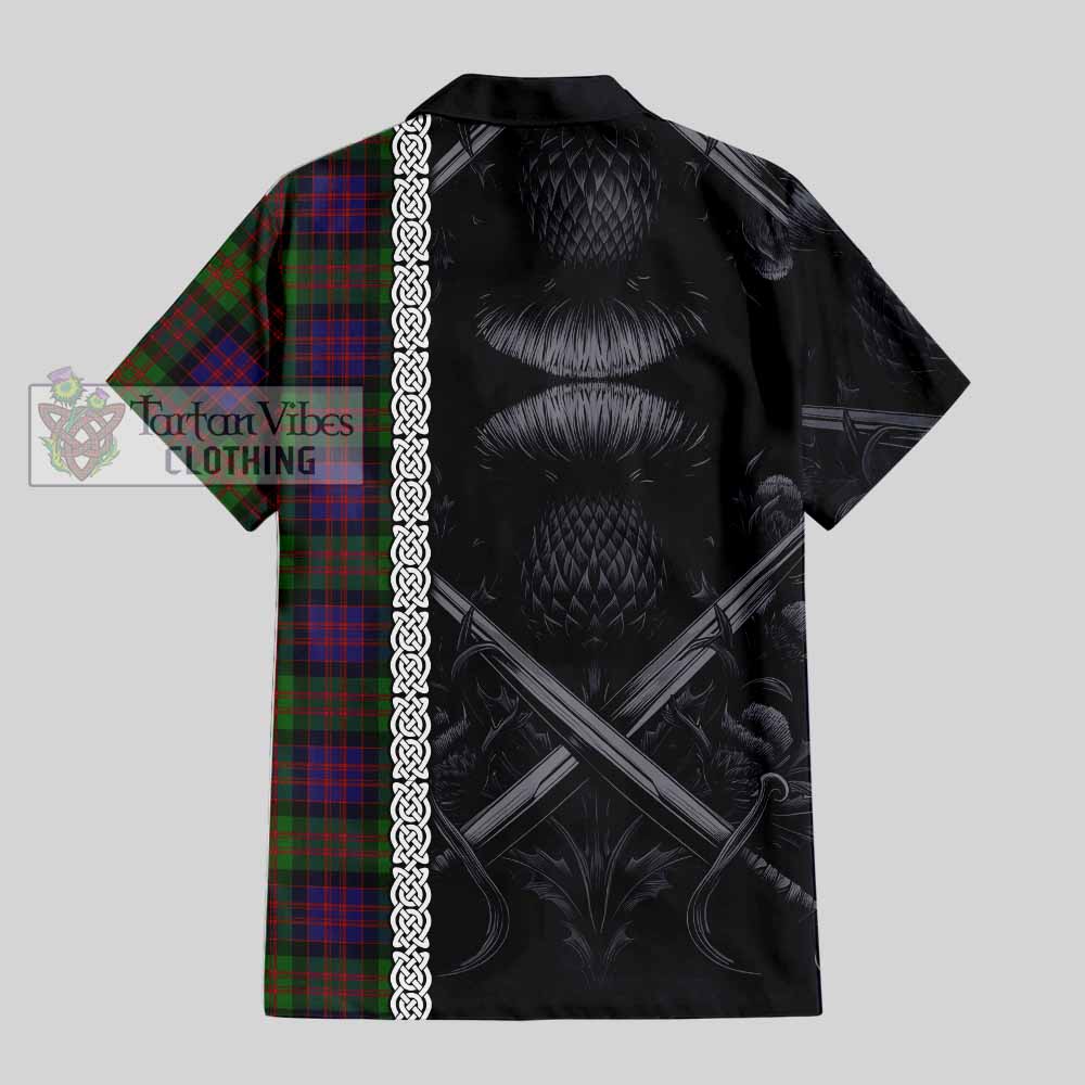 Coull Tartan Hawaiian Shirt with Family Crest Cross Sword Thistle Celtic Vibes - Tartan Vibes Clothing