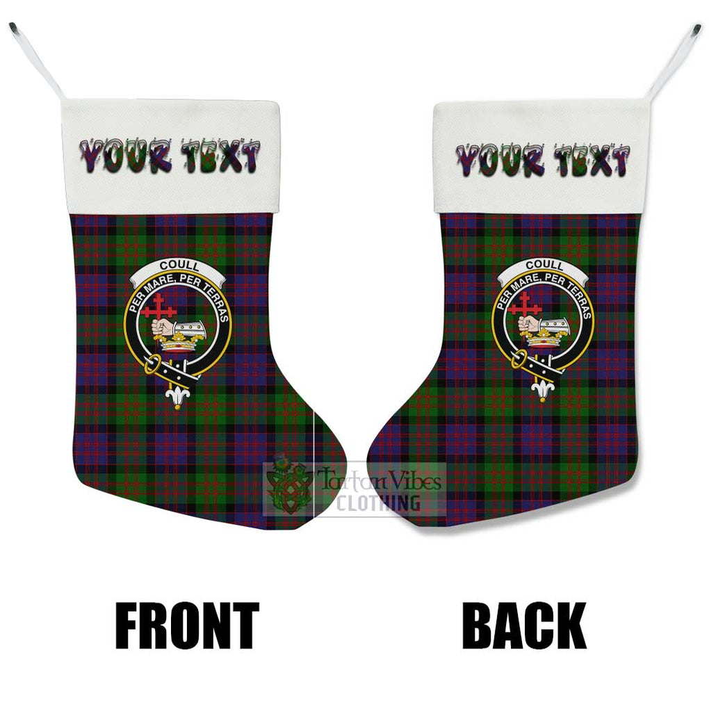Coull Tartan Family Crest Christmas Stocking with Personalized Text - Tartan Vibes Clothing