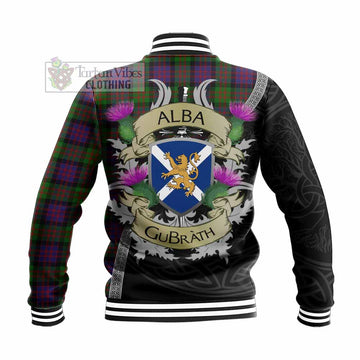 Coull Tartan Family Crest Baseball Jacket Lion Rampant Royal Thistle Shield Celtic Inspired - Tartan Vibes Clothing