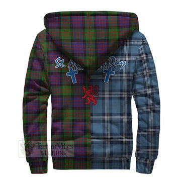 Coull Tartan Sherpa Hoodie Happy St. Andrew's Day Half Tartan Style - Tartan Vibes Clothing