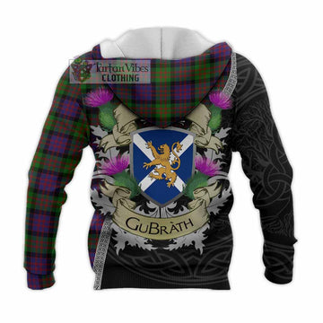 Tartan Vibes Clothing Coull Tartan Family Crest Knitted Hoodie Lion Rampant Royal Thistle Shield Celtic Inspired