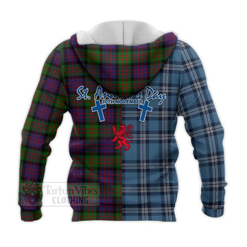 Coull Tartan Knitted Hoodie Happy St. Andrew's Day Half Tartan Style - Tartan Vibes Clothing